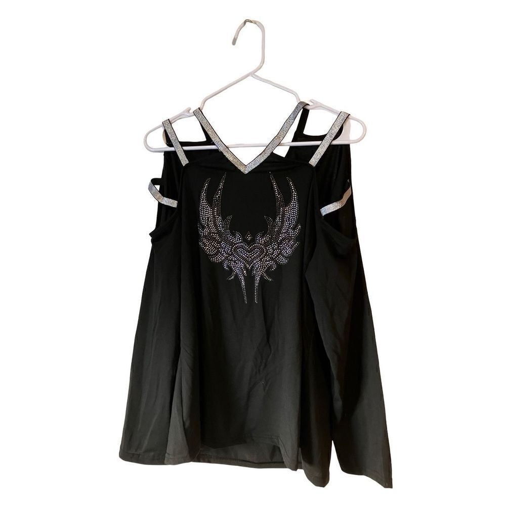 Biker Bling Cold Shoulder Top NWOT